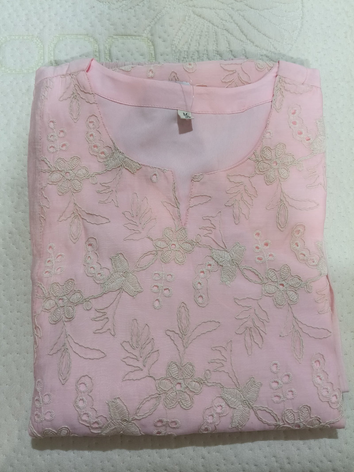 Women Pink Embroidered Cotton Kurta Pant