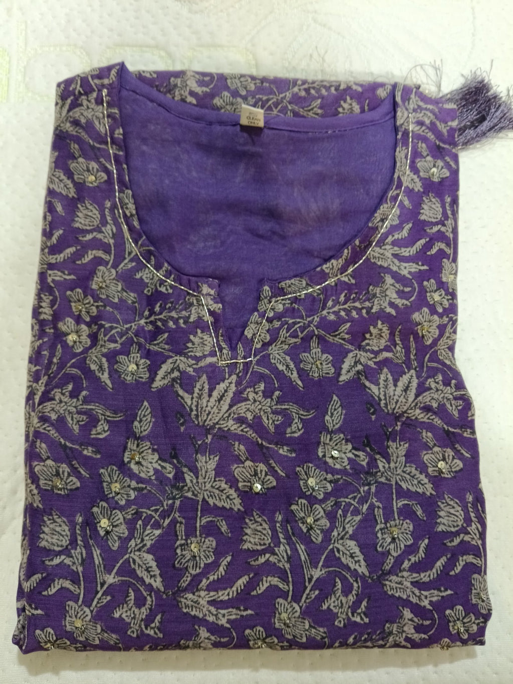 Women Purple Printed Cotton Kurta Pant Dupatta