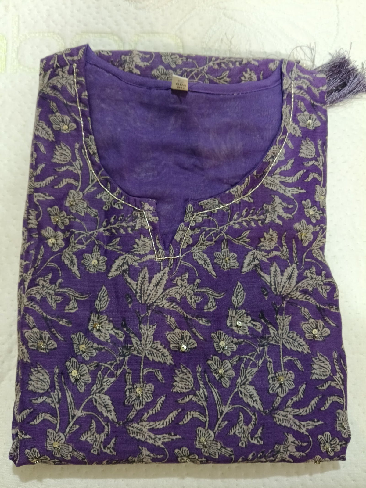 Women Purple Printed Cotton Kurta Pant Dupatta