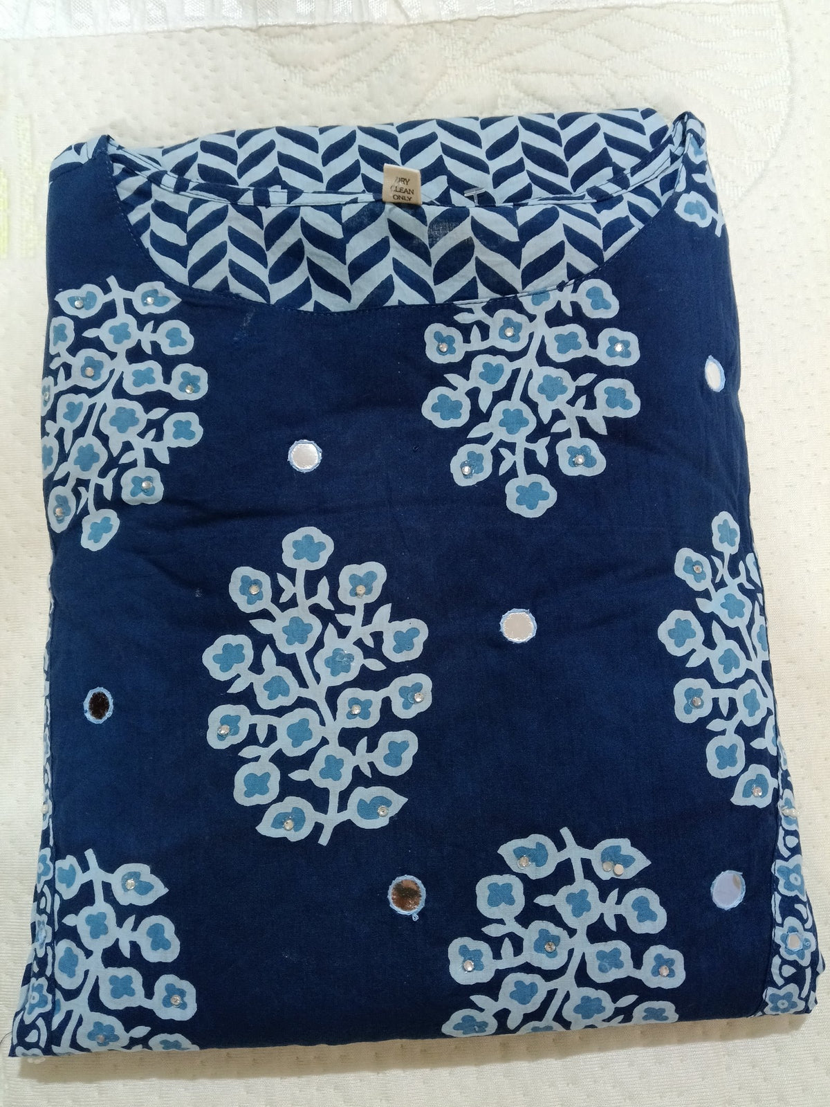 Women Blue Embroidered Cotton Kurta Pant Dupatta