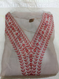 Women Beige Embroidered Cotton Kurta Pant Dupatta