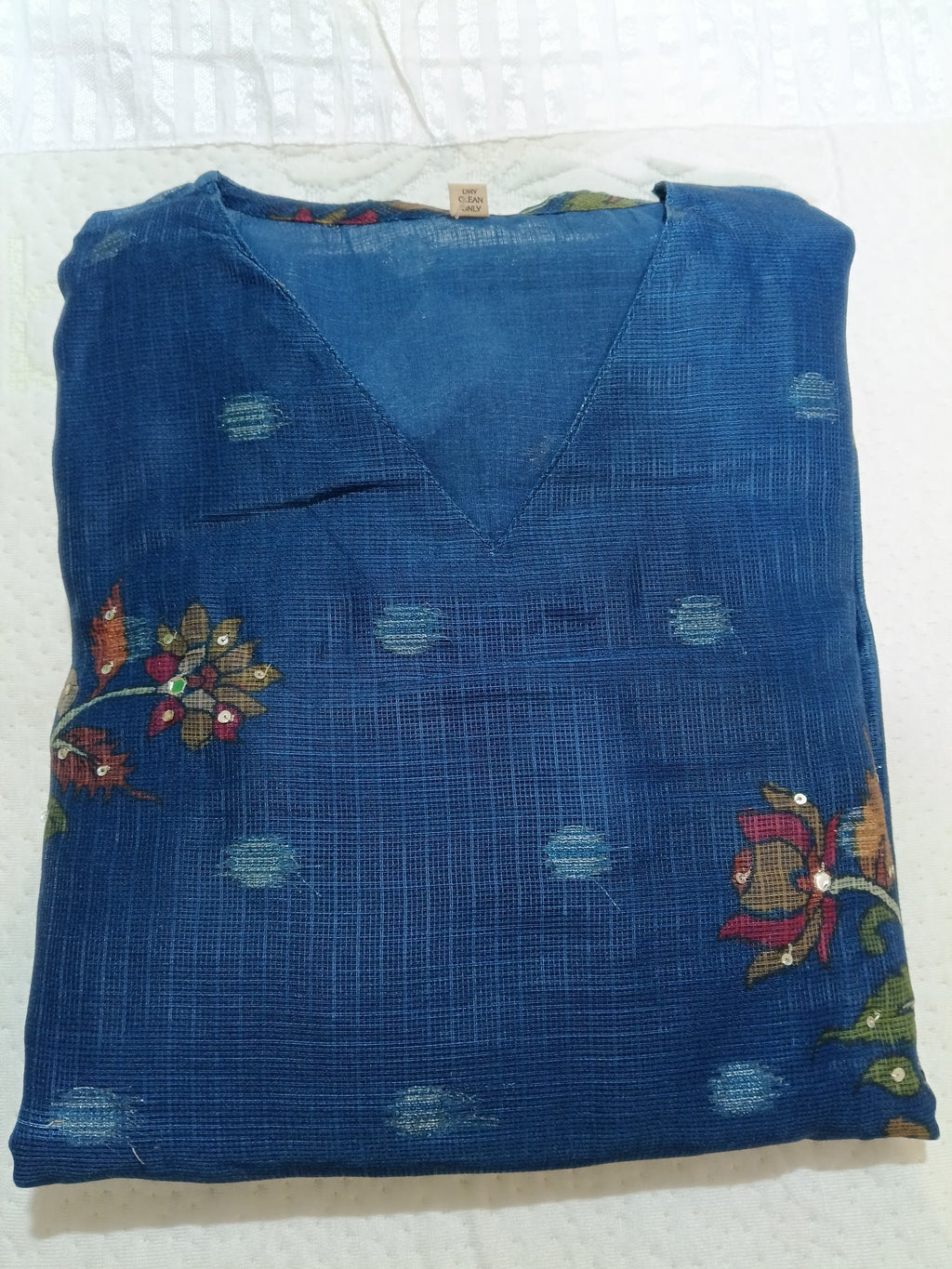 Women Blue Embroidered Cotton Kurta Pant Dupatta