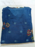 Women Blue Embroidered Cotton Kurta Pant Dupatta