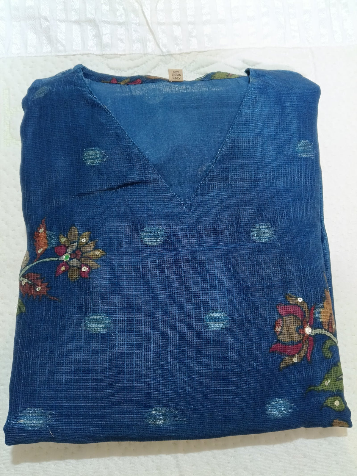 Women Blue Embroidered Cotton Kurta Pant Dupatta