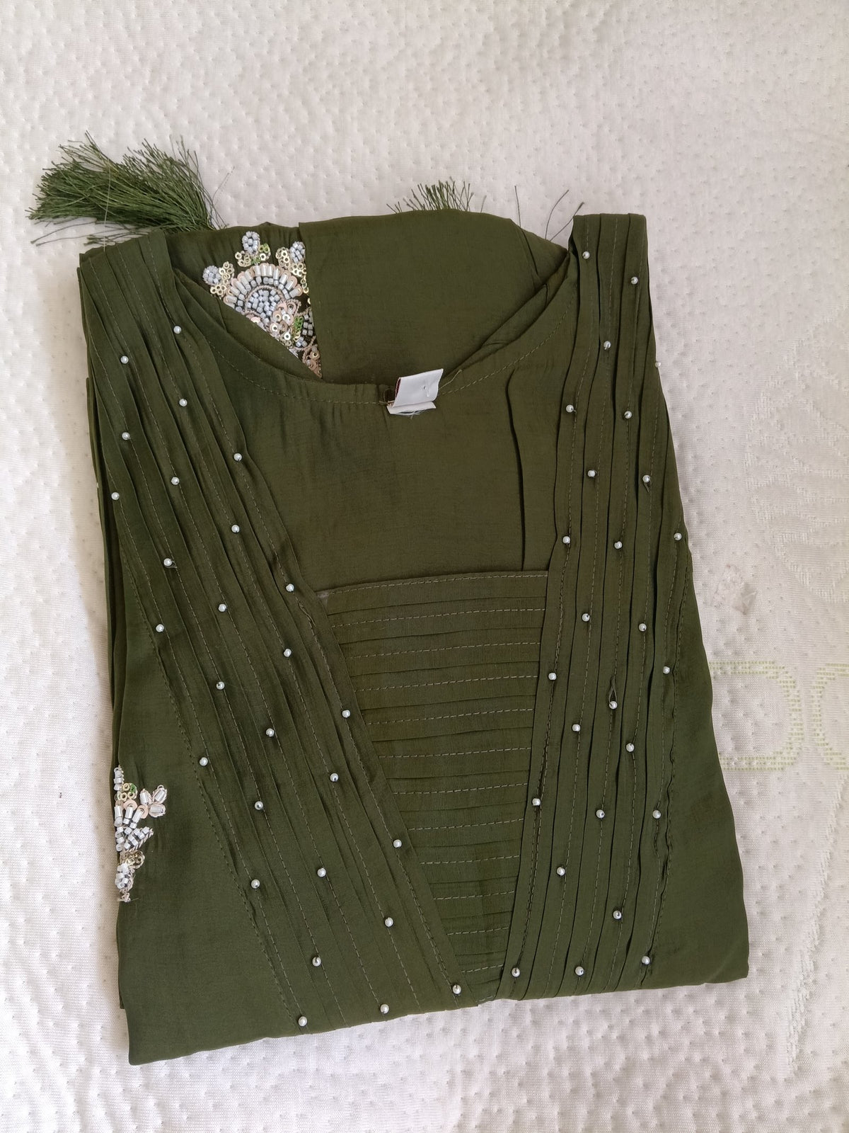 Women Mehandi Embroidered Other Kurta Pant Dupatta