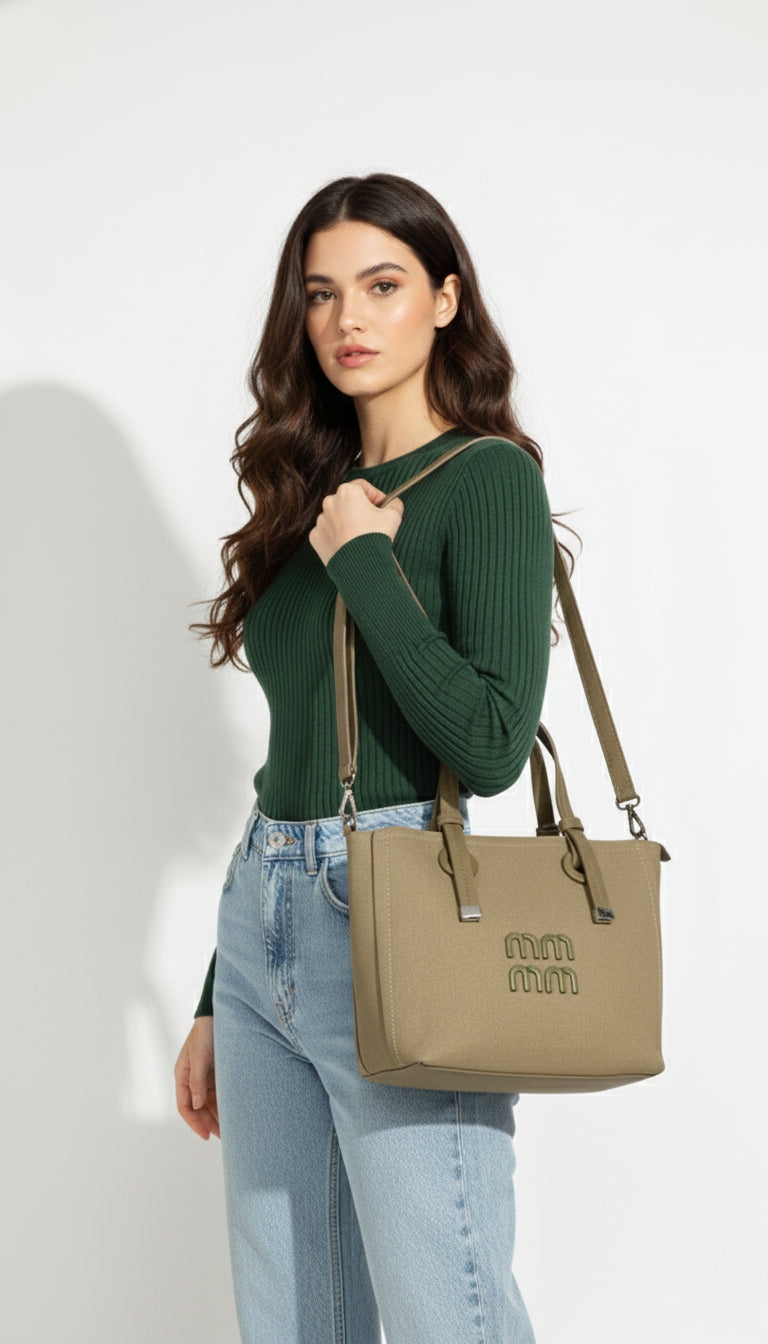 Premium Canvas Beige Elegant Handbag