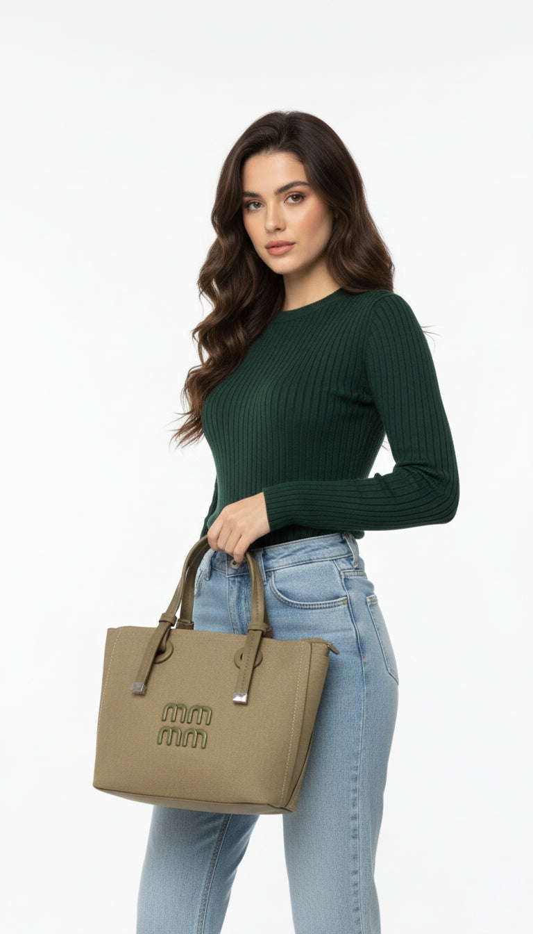Premium Canvas Beige Elegant Handbag