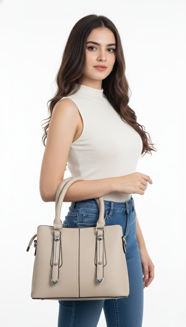 Super Classic Beige Elegant Handbag