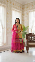 Women Multicolour Zari Embroidery Georgette Sharara Set