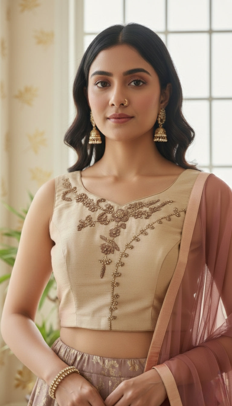 Women Gold Emboidered Silk embellished Lehenga Choli Dupatta