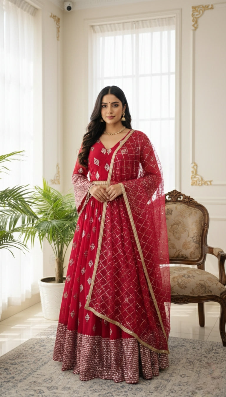 Women Pink Silk Lehenga Choli And Dupatta set