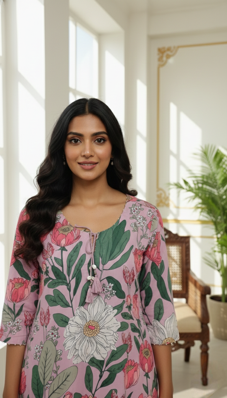 Women Multicolour Printed Cotton Kurta Pant Dupatta Set