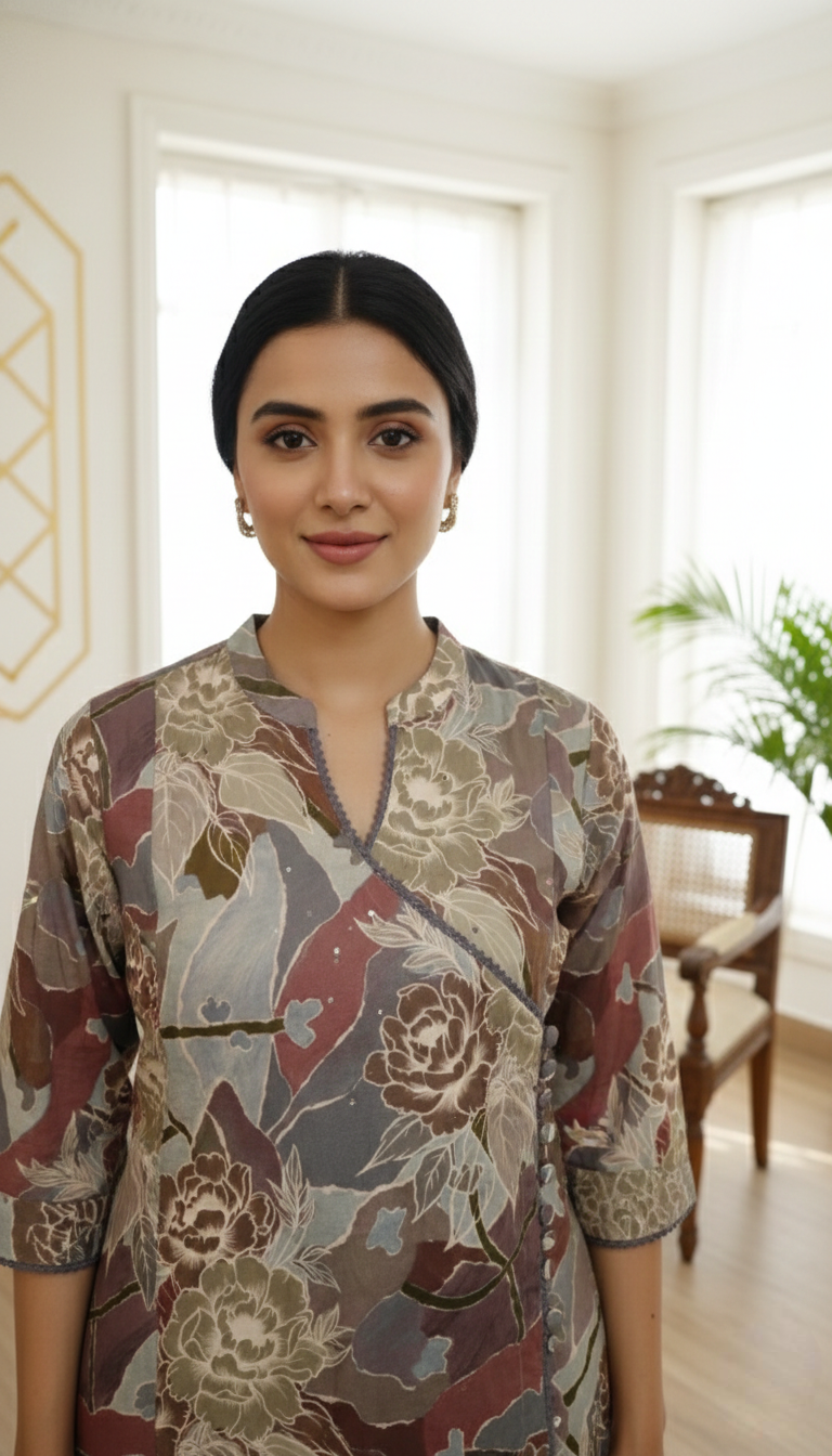 Women Multicolour Printed Cotton Kurta Pant Dupatta Set