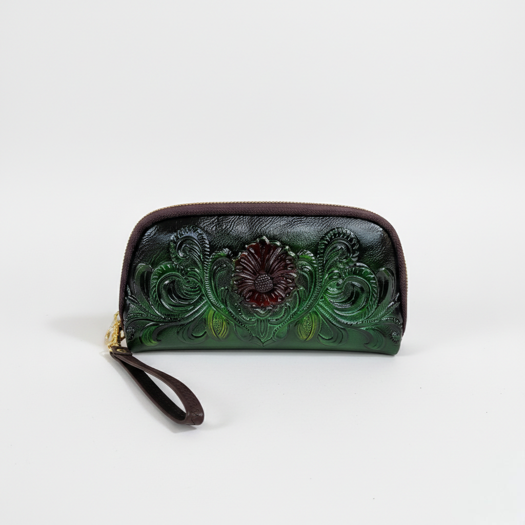 Super Classic Deep Green Floral Elegant HandPurse