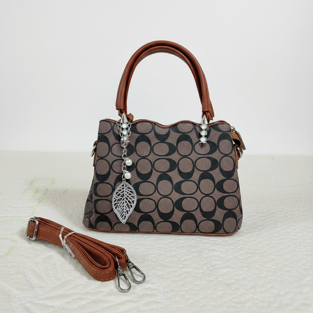Super Classic Brown Oval Pattern Elegant Handbag