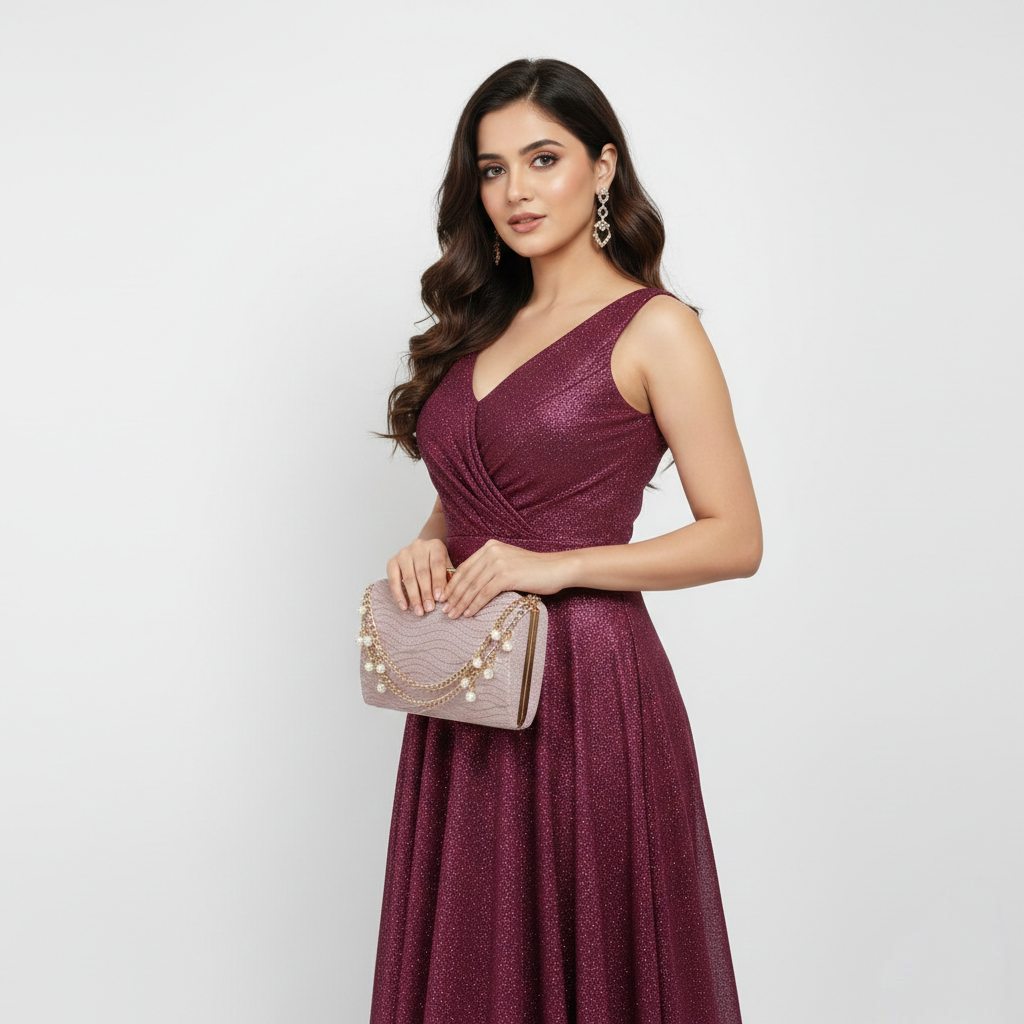 Super Classic Rose Pink Elegant Partywear Clutch