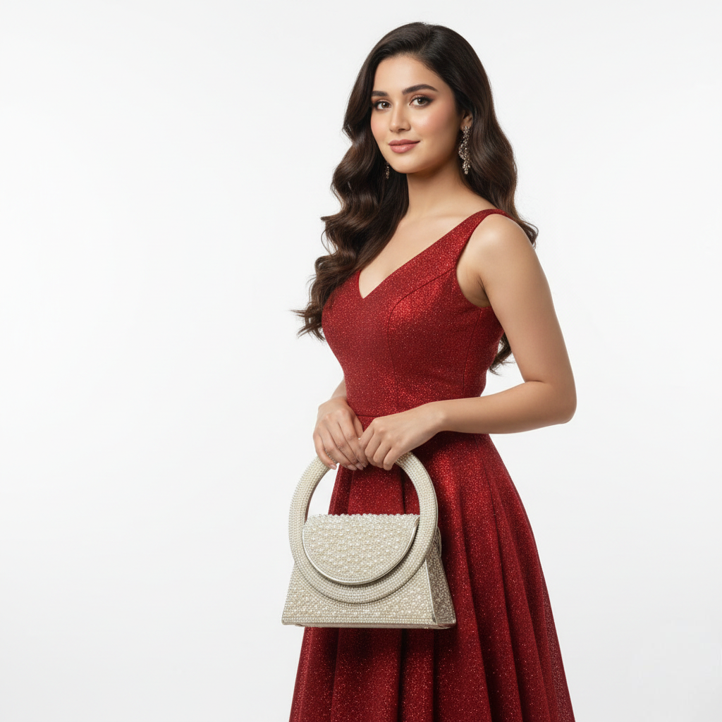 Super Classic White Elegant Partywear Clutch