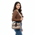Super Classic Beige Metallic Patches Elegant Handbag