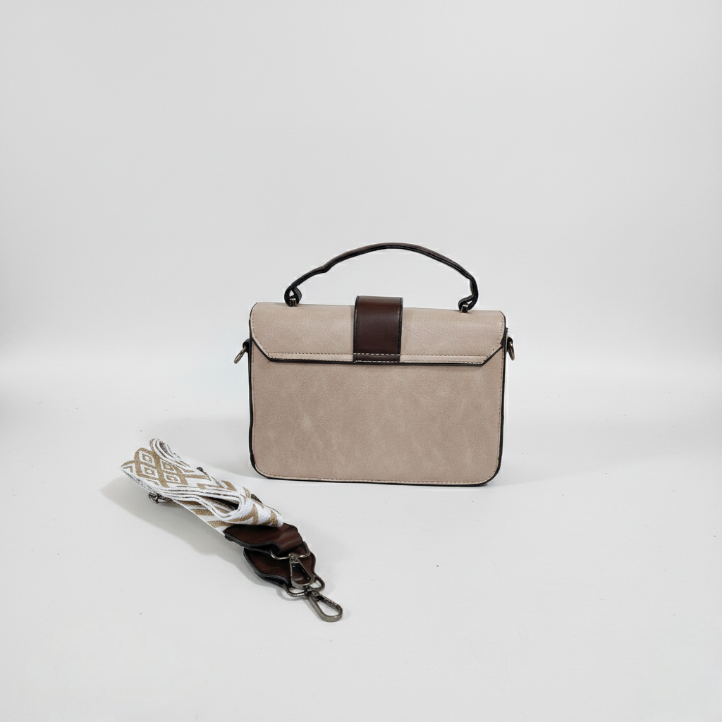 Super Classic Beige Metallic Patches Elegant Handbag