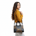 Super Classic Black Brownish Gold Floral And Scrollwork Elegant Handbag