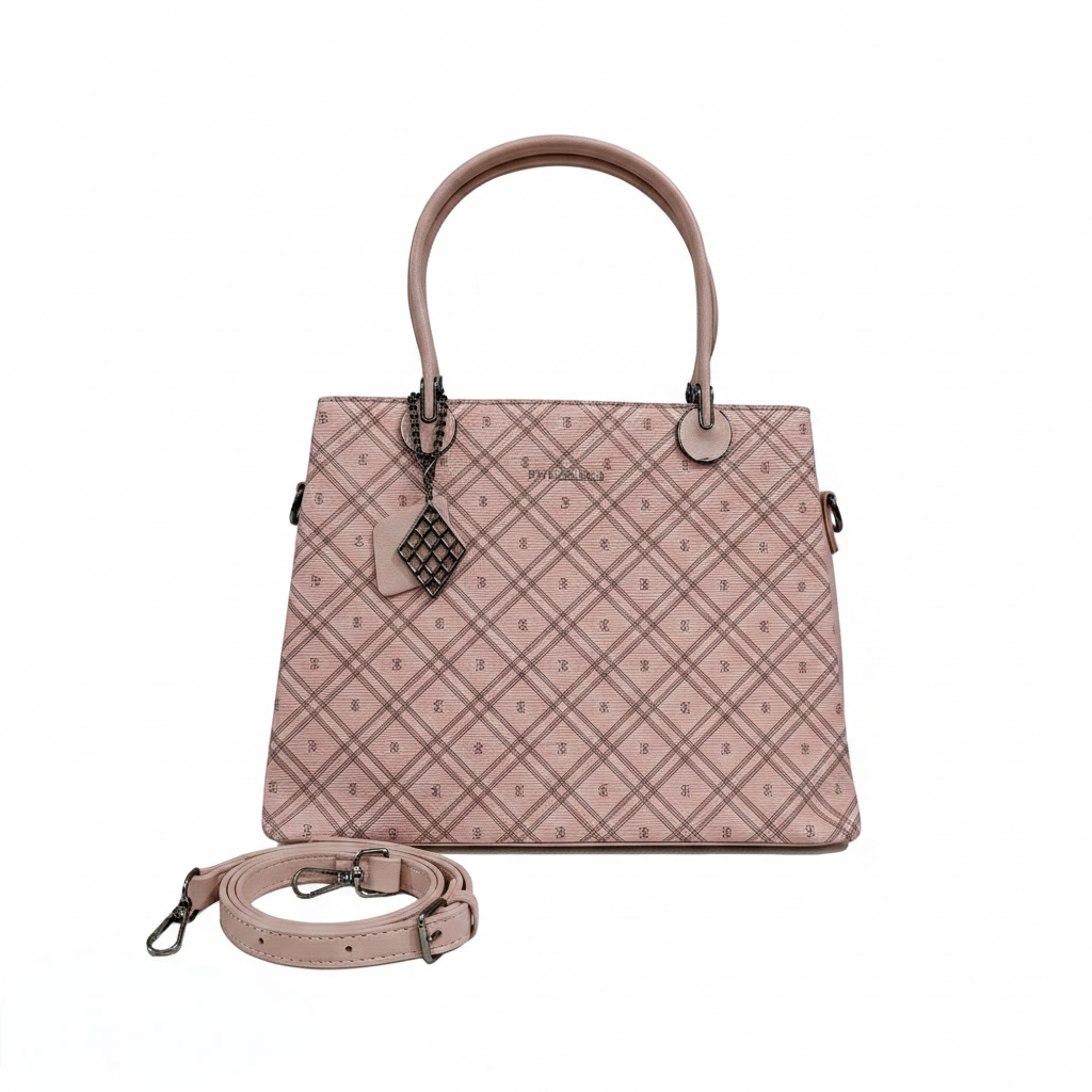 Super Classic Pink Plaid Pattern Elegant Handbag