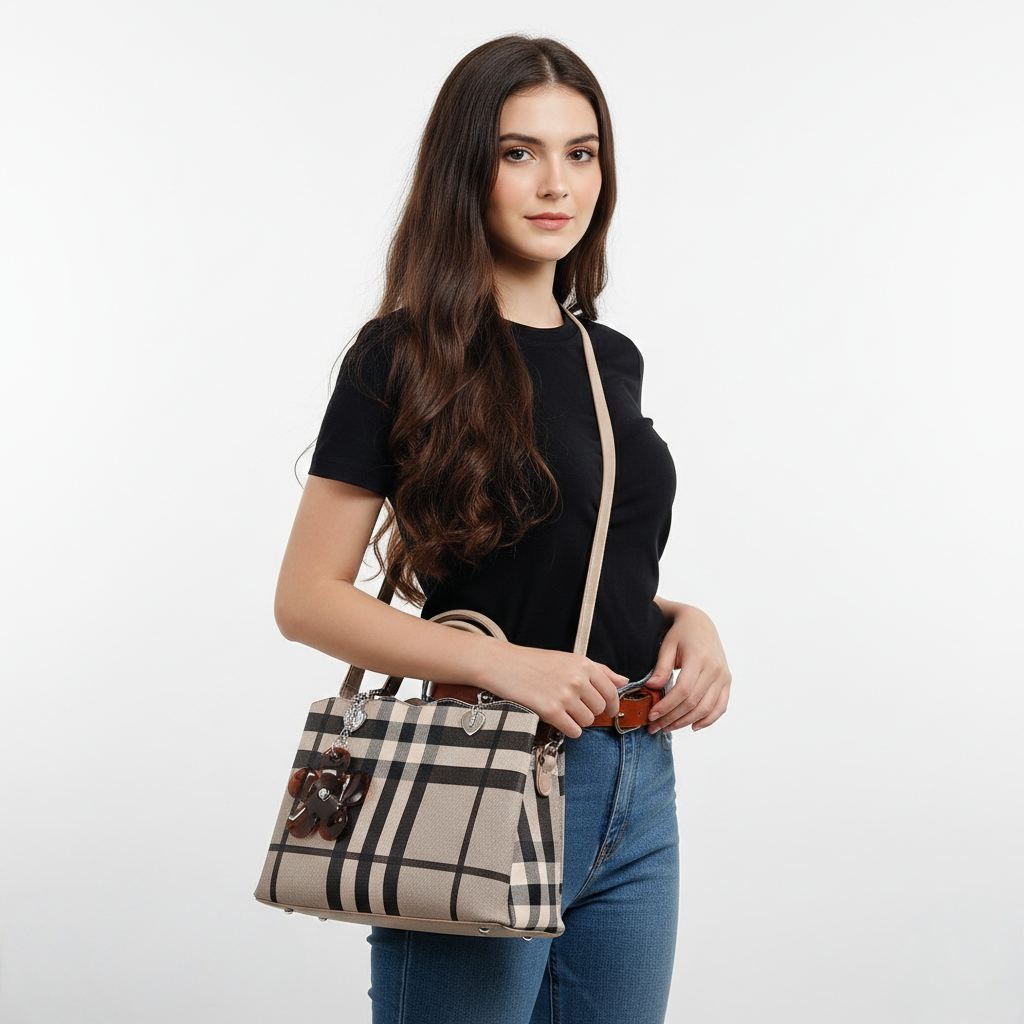 Super Classic Black Check Elegant Handbag