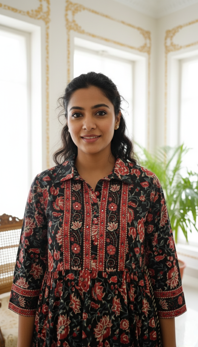 Women Multicolour Printed Cotton Single Frock