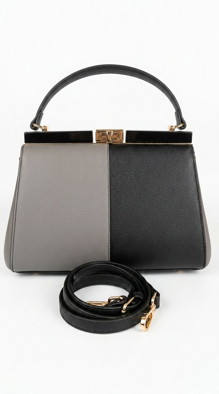 Super Classic Grey & Black Elegant Clutch Handbag