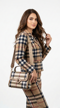 Super Classic Beige Plaid Ptteren Elegant Handbag