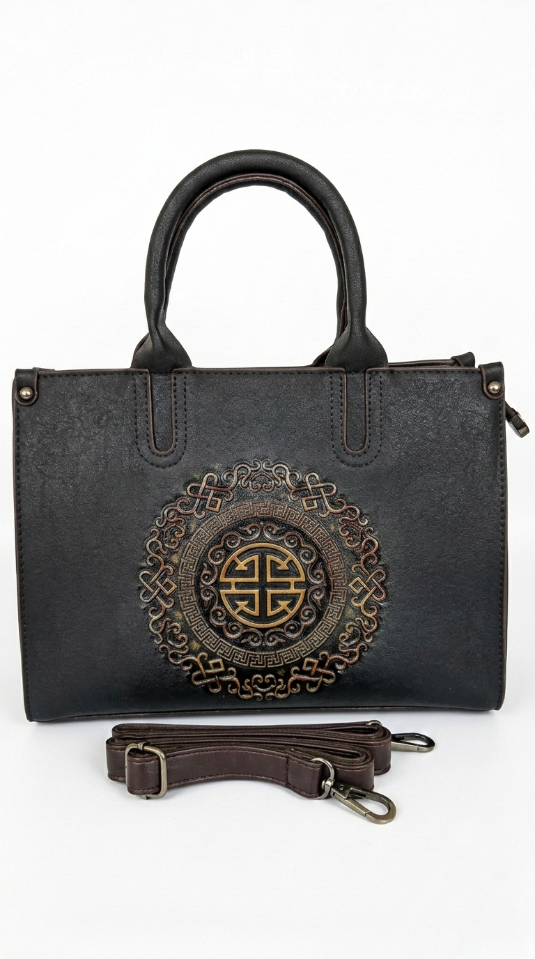 Super Classic Black Ethnic Pattern Elegant Handbag
