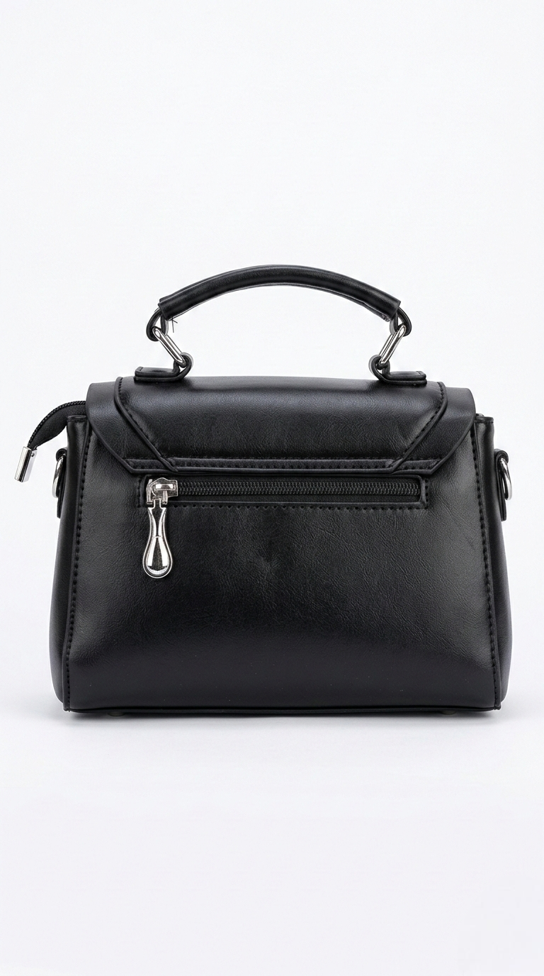 Super Classic Black Flap Closure Elegant Handbag
