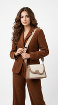 Super Classic Cream & Light Brown Crossbody Elegant Handbag
