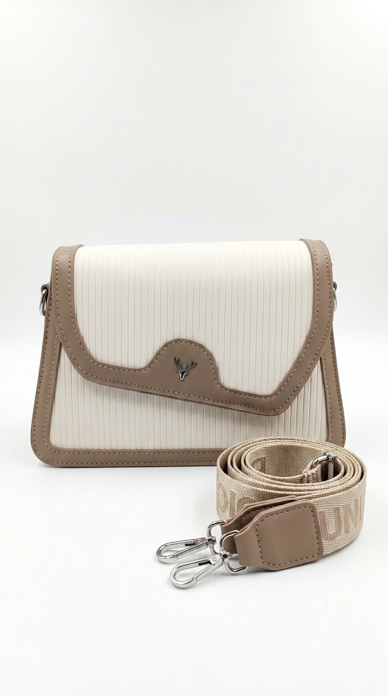 Super Classic Cream & Light Brown Crossbody Elegant Handbag