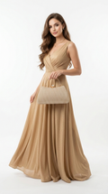 Super Classic Golden Glittered Elegant Clutch