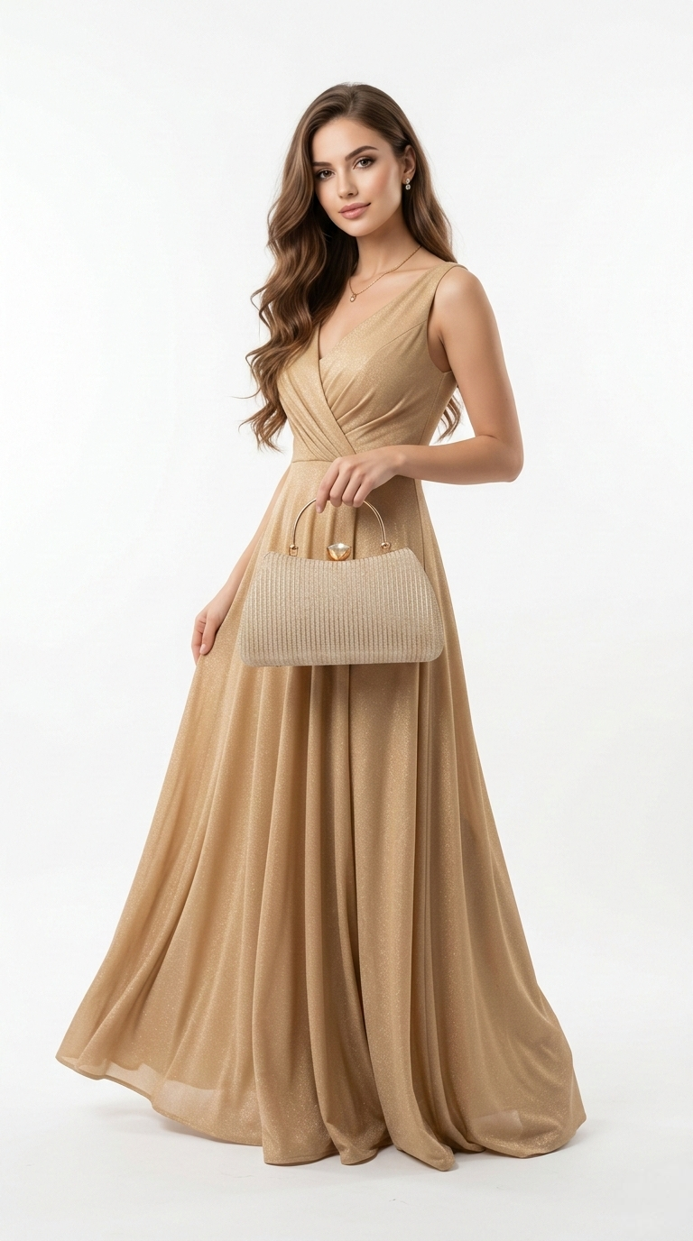 Super Classic Golden Glittered Elegant Clutch
