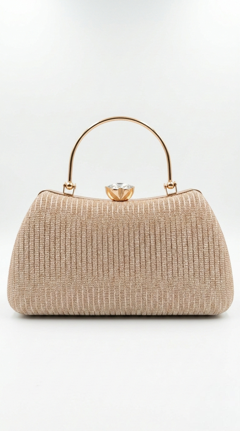 Super Classic Golden Glittered Elegant Clutch