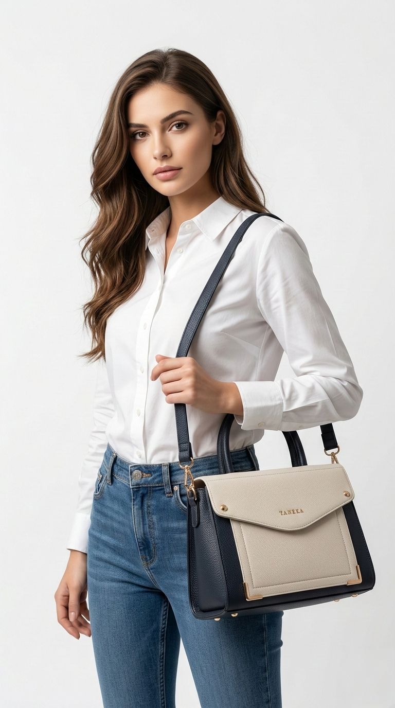 Super Classic Off-White & Grey Elegant Handbag
