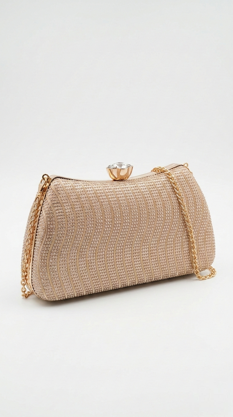 Super Classic Rose Gold Glittered Elegant Clutch