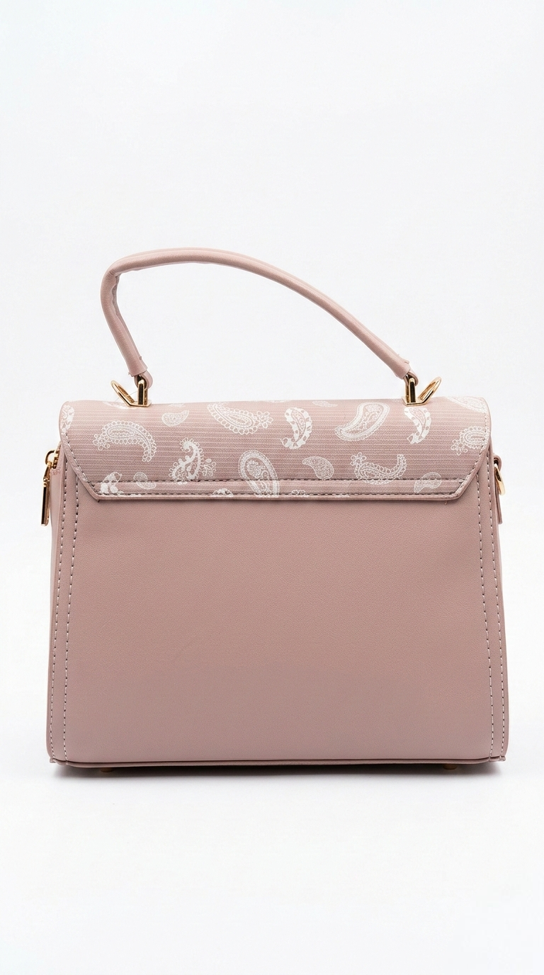 Super Classic Dusty Pink Paisley Design Flap Closure Handbag
