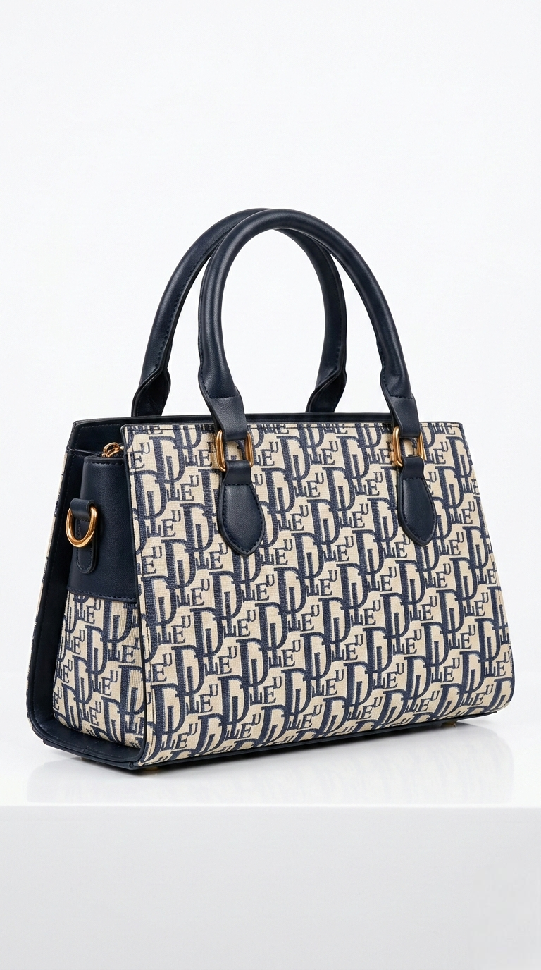 Super Classic Blue & Off-White Elegant Handbag
