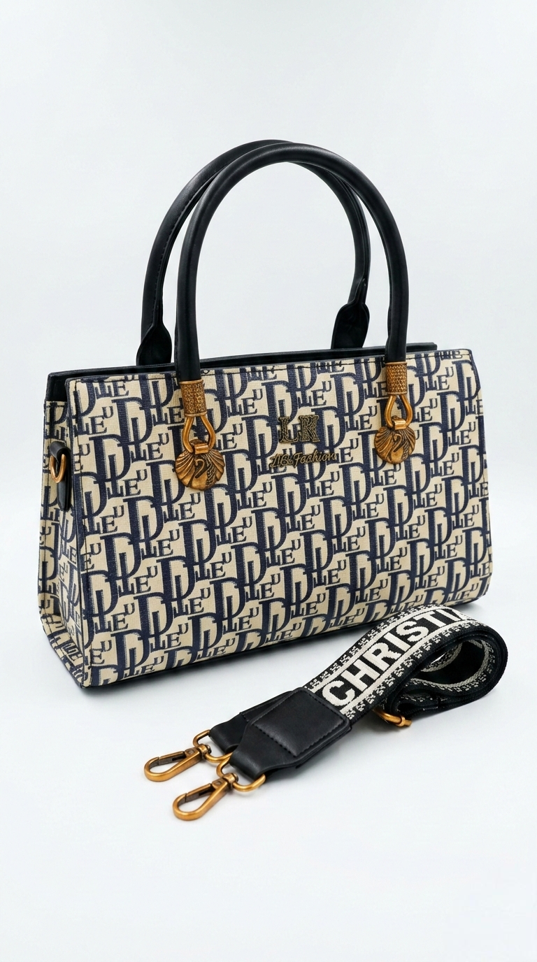 Super Classic Blue & Off-White Elegant Handbag