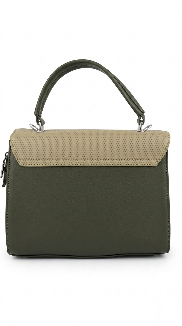Super Classic Green Dotted Flap Bow Accent Satchel Handbag