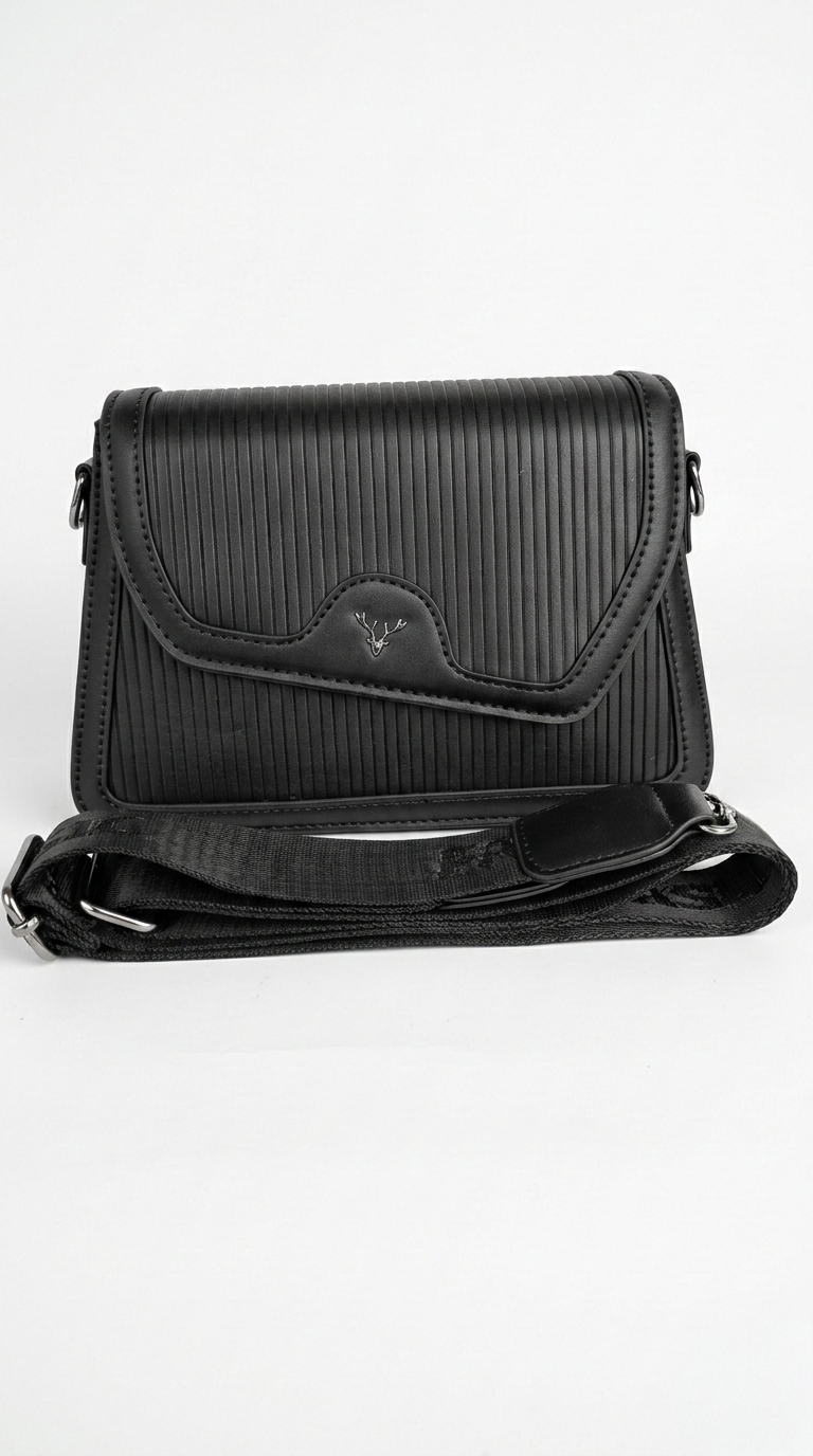 Super Classic Black Flap Closure Elegant Handbag