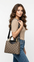 Super Classic Beige & Black Pattern Elegant Handbag