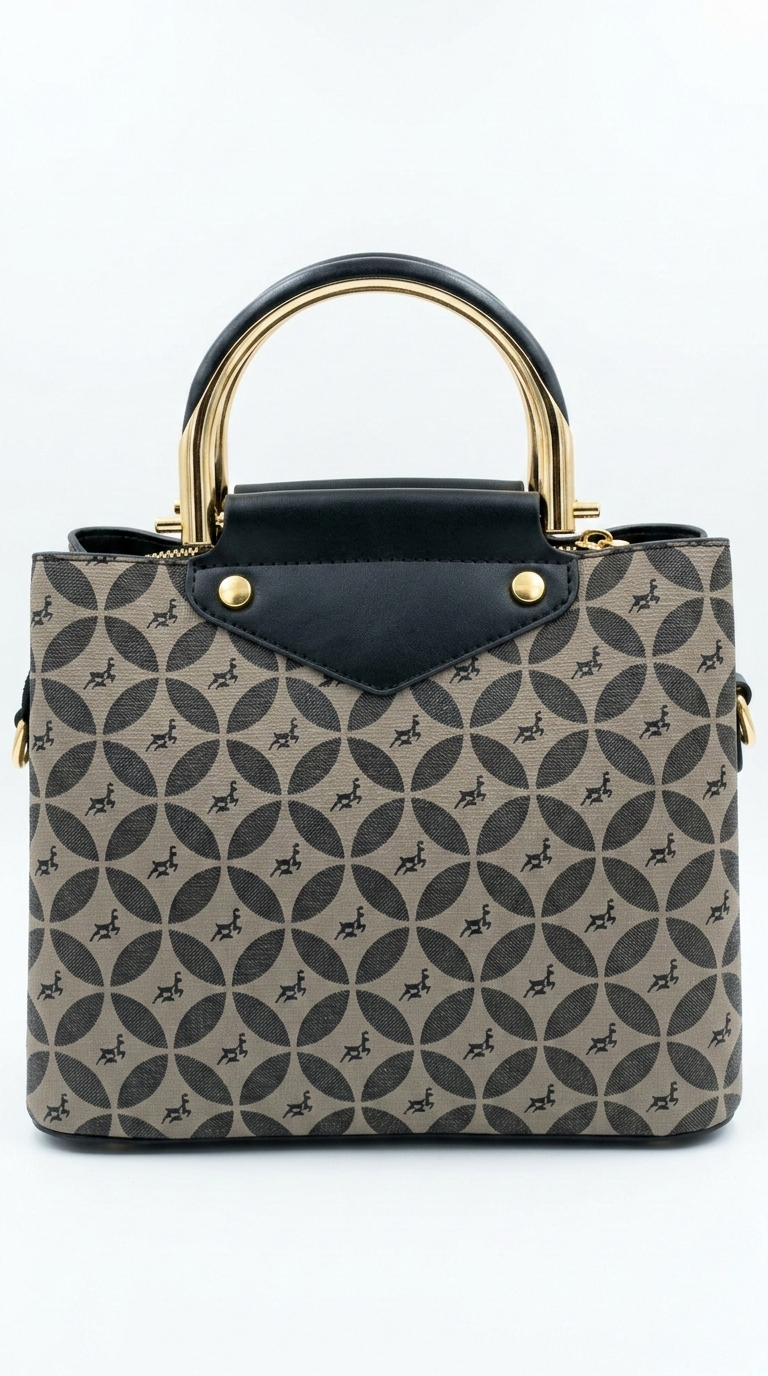 Super Classic Beige & Black Pattern Elegant Handbag