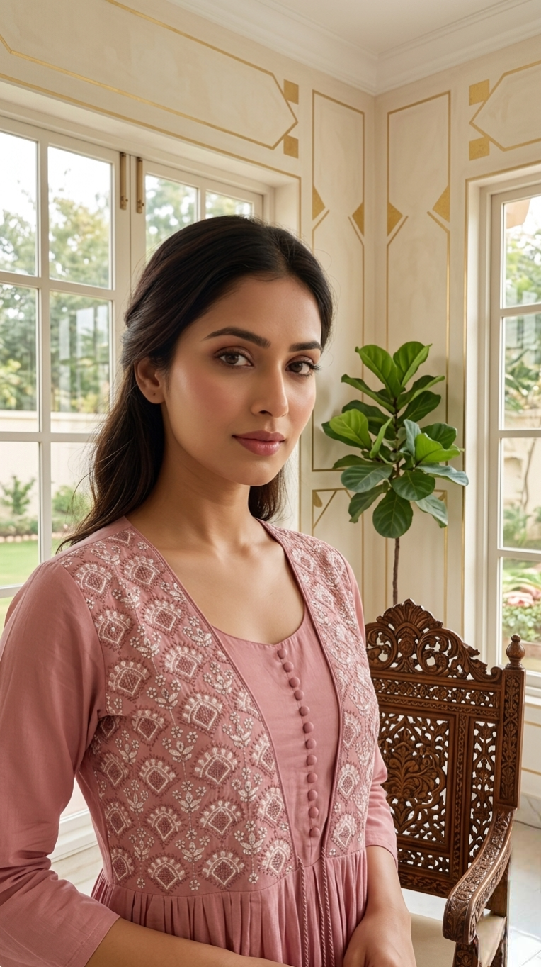 Women Pitch Thread Work Cotton Kurta Pant Dupatta Set