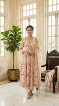 Women Multicolour printed Beads Embroidered Kurta Pant Dupatta Set