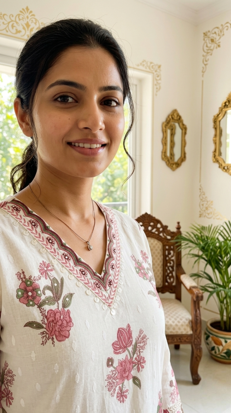 Women White Printed With Embroidered Cotton Kurta Pant Dupatta Set