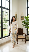 Women Beige Embroidered Cotton Coord Set