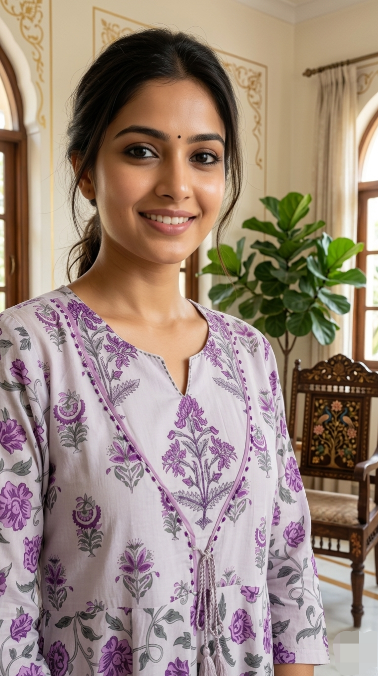 Women White Floral Printed Cotton Kurta Pant Dupatta Set